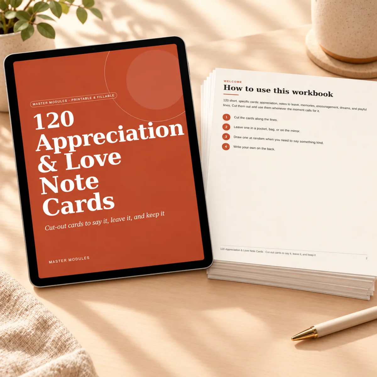 Appreciation & Love Note Cards that can be cut out and sent or left as notes