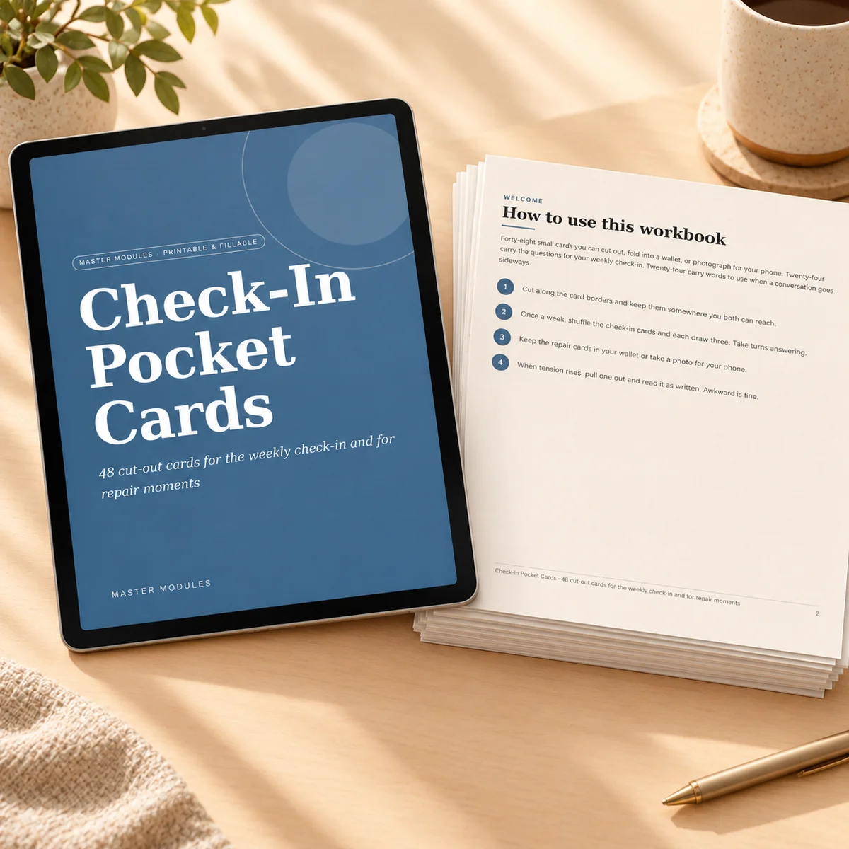 Check-In Pocket Cards: 48 cut-out cards for the weekly check-in and for repair moments